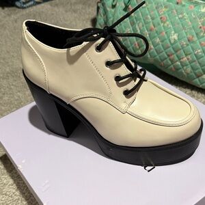 Women’s Cream Platform Lace-Up Heels
